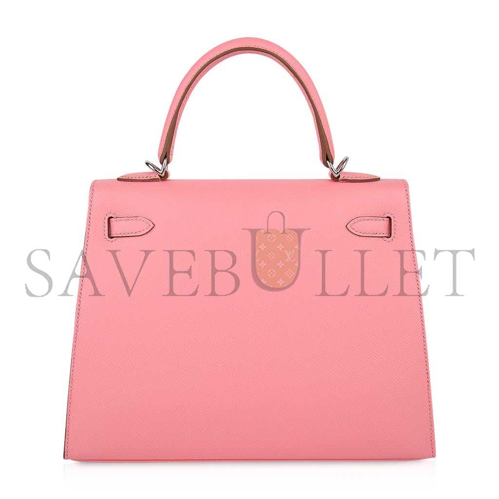 HERMÈS KELLY SELLIER 25 BAG PINK ROSE CONFETTI PALLADIUM HARDWARE EPSOM (25*17*7cm) 